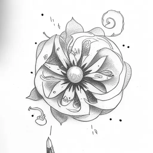 Small Little Flower Letter V