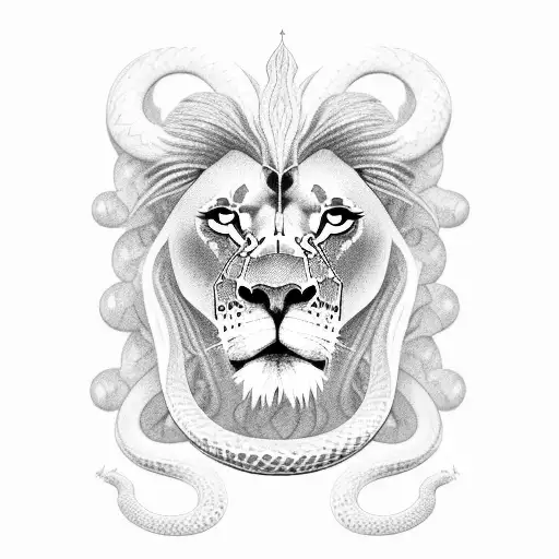 A Lion And A Snake Playing A Video Game Together