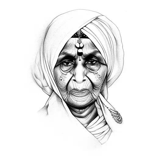 Sikh Grandmother With Sikh Son