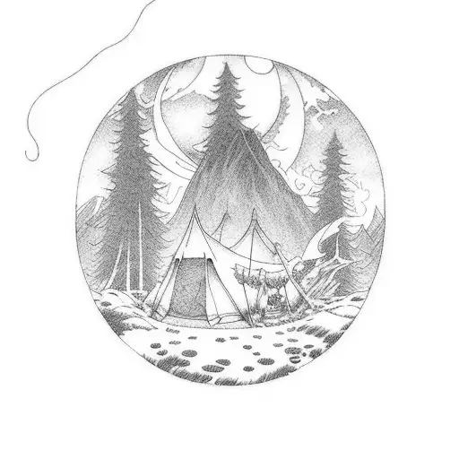 A Scene From A Ghibli Movie With Characters Camping In A Beautiful Outdoor Landscape