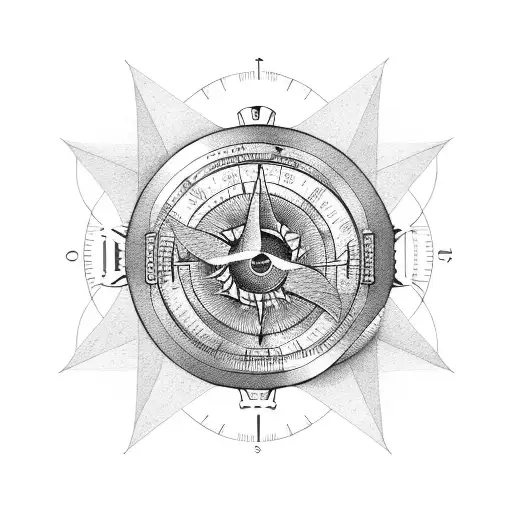 Travelers Compass With River At The Bottom And Duck Flying Over