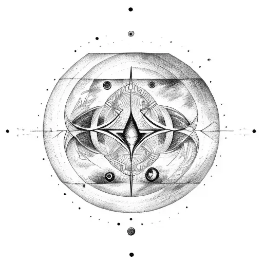 Pisces Constellation Merged With A Saturn Symbol