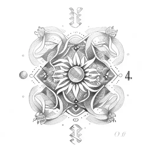 A Dotwork Tattoo Featuring An Intricate Infinity Symbol Surrounding The Name Evelyn