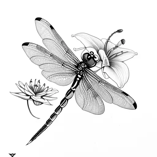Dragonfly With Lilly