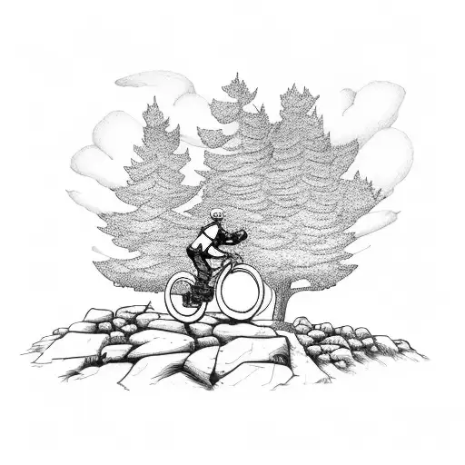 A Biker Navigating A Rocky Trail With Trees In The Background