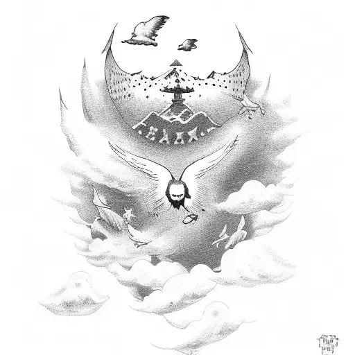 27 Club With Dove And Clouds