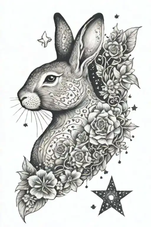 Rabbit Flower Moon Stars