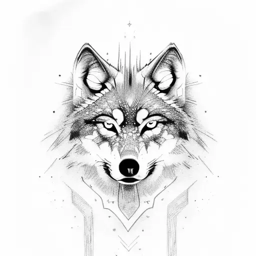 Wolf With Glowing Turquoise Eyes