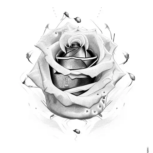 Barbedwire With An Handgrenade With Rose Petals