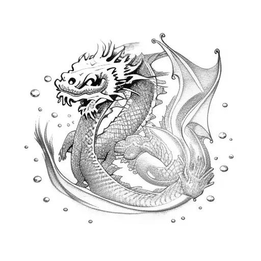 Dragon Hugging A Koi Fish On A Waterfall