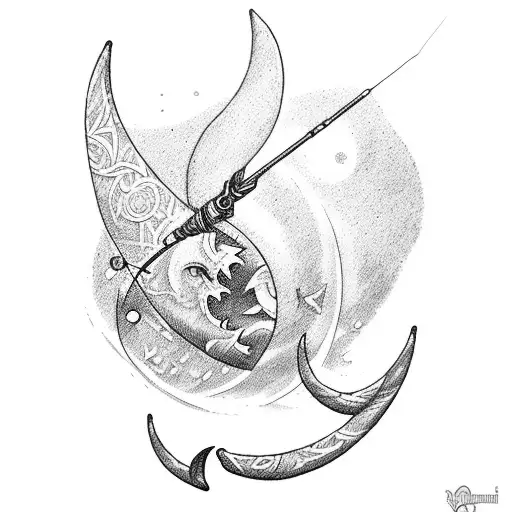 Crescent Moon With A Bow And Arrow