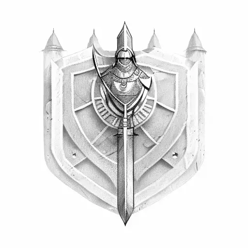 Israel Warrior With A Shield In A Sketch Style