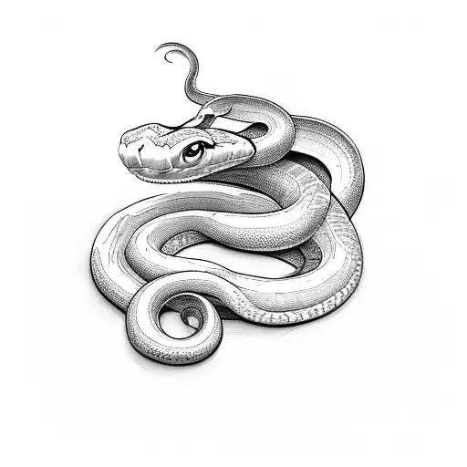 Snake Slithering With A Stack Of Books And Flowers Surrounding It