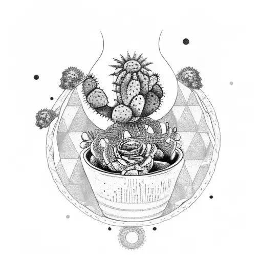 Horseshoe With Cactus And Flowers