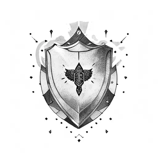 Shield With The Word 'Courage' In A Dotwork Style