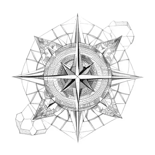 A Compass Rose Made Entirely Of Interconnected Hexagons