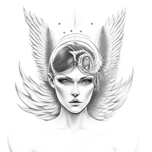 Half Angel With Wings And Half Devil With Wings