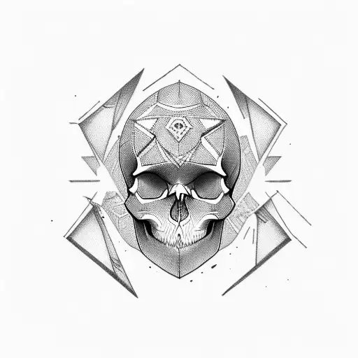 Skull With Only Diagonal Lines Black With White Background