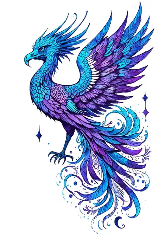 Feminine Blue And Purple Phoenix Rising