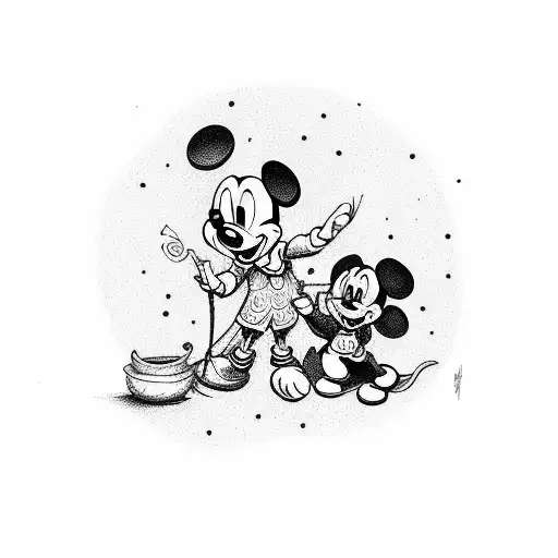 Kid Sitting With His Dog In Disney Style