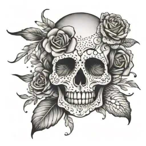 Create A Tattoo With The Words Beautiful Crazy With A Picture Of A Female Calavera