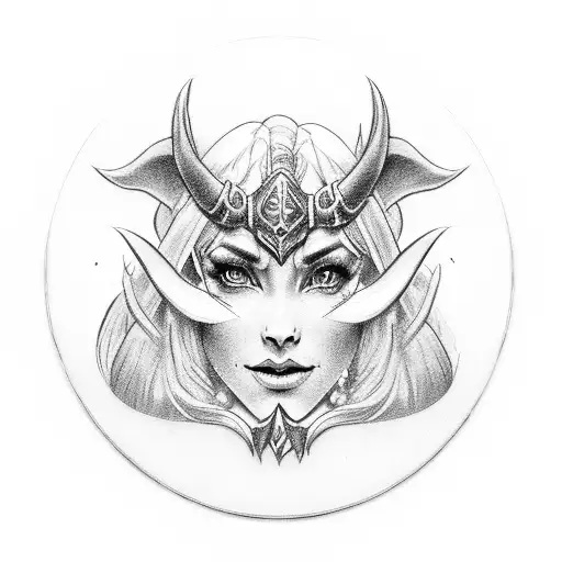 World Of Warcraft Female Draenei In An 18Th Century Oval Portrait