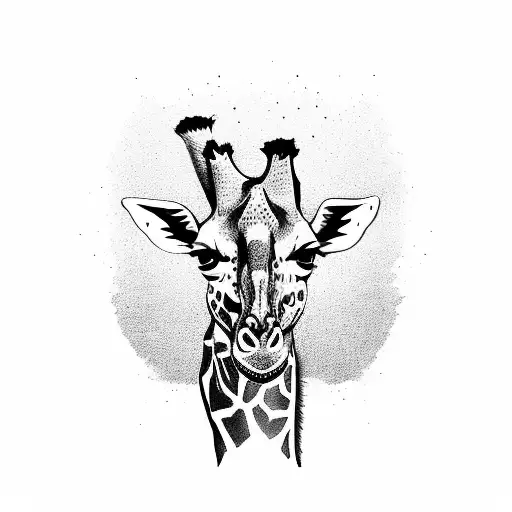 Realistic Giraffe With African Foliage Background