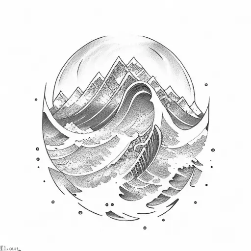Ocean Wave And Moutain