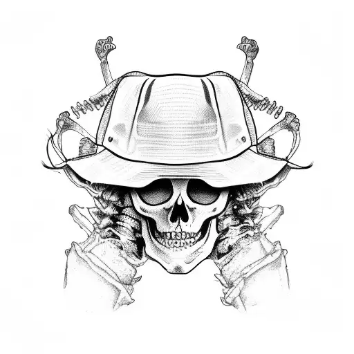 Skeleton Riding Quad Bike Wearing Bucket Hat