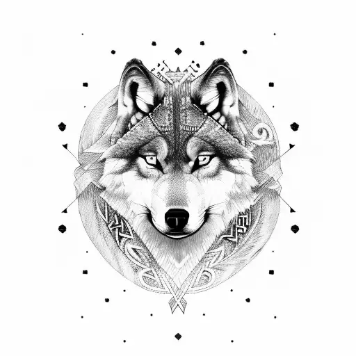 Nature Forest Viking Runes Wolf