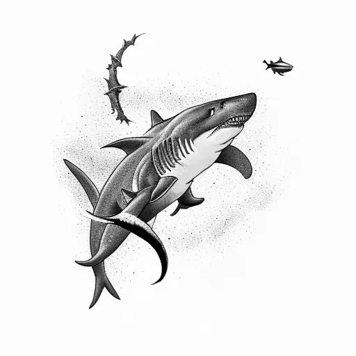 Abyss Three Sharks And Scorpion