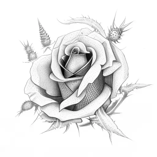 Fine Line Rose And Thistle Crossover At The Stem