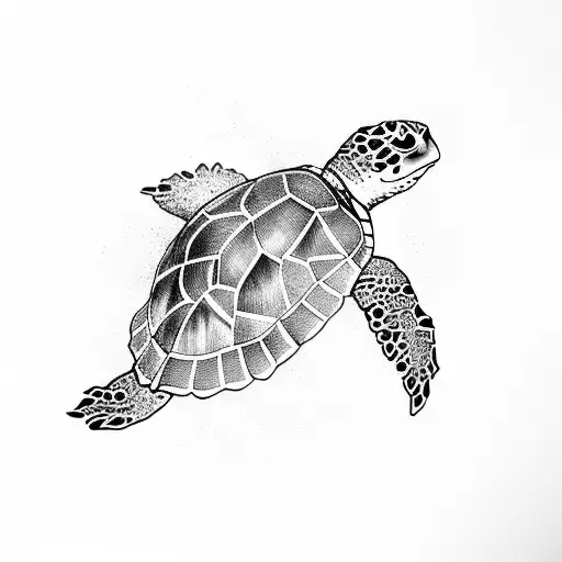 Design A Dotwork Tattoo Of A Sea Turtle Swimming Through A Galaxy