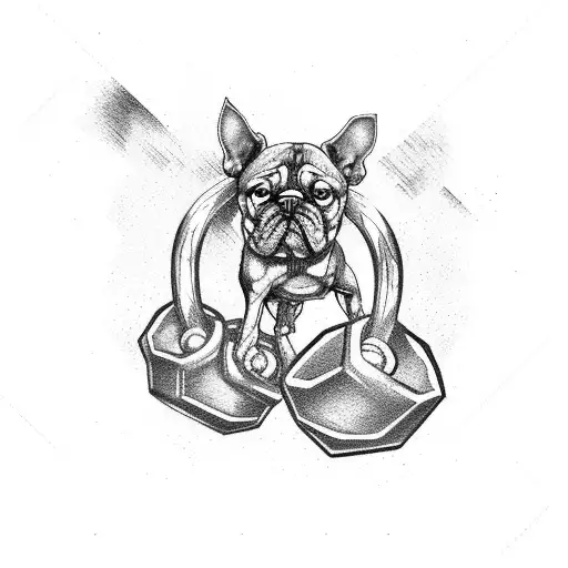 A Muscular Dog Lifting Weights In The Gym