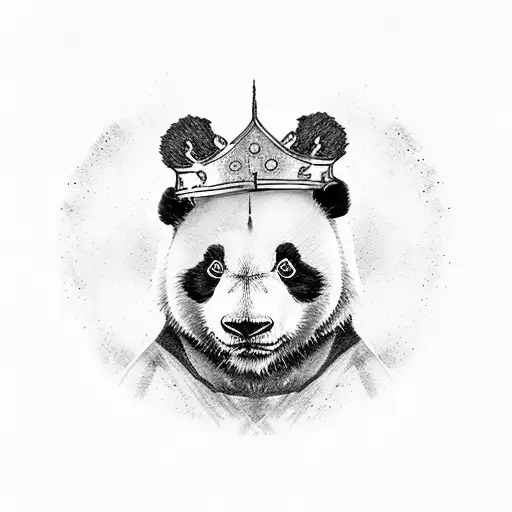 Panda Wearing A Crown And Holding A Scepter