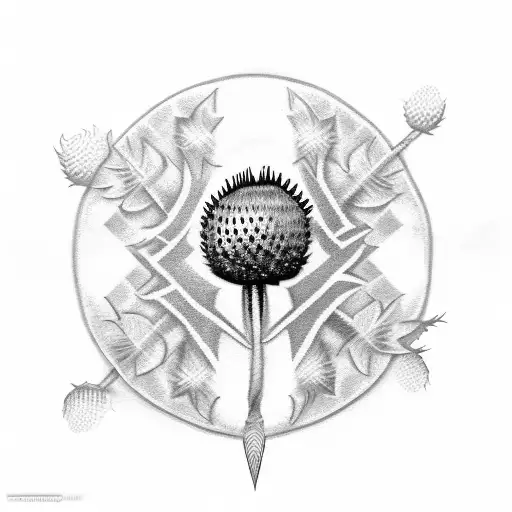 Scottish Thistle With Tartan