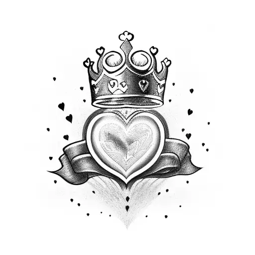 Heart With Crown And Love