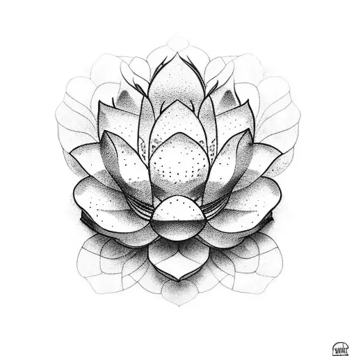 A Dotwork Tattoo Of A Lotus Flower Blooming From A Stack Of Colorful Books
