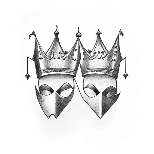 Theater Twin Masks Wearing Crowns