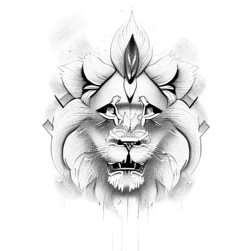 A Lions Head With Musical Background