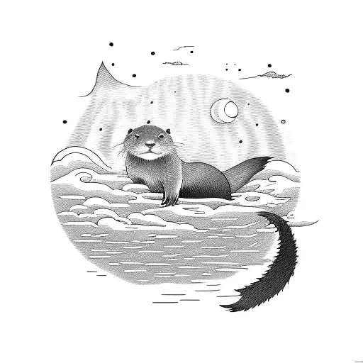 Otter On Cloud Fishing For Cat