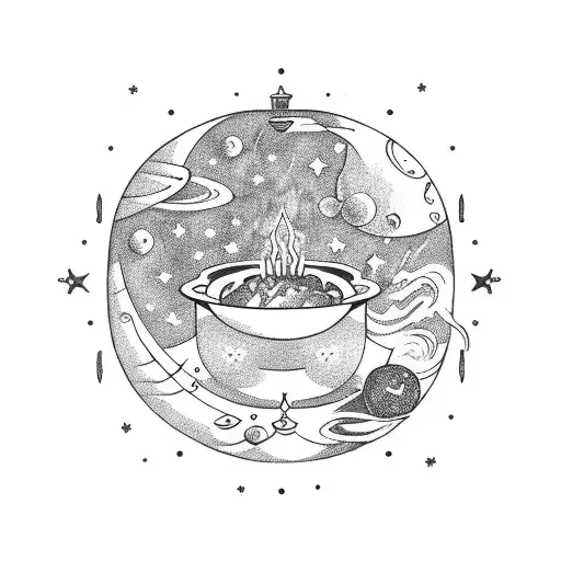 A Celestial Capricorn Cook Preparing A Galaxy-themed Meal