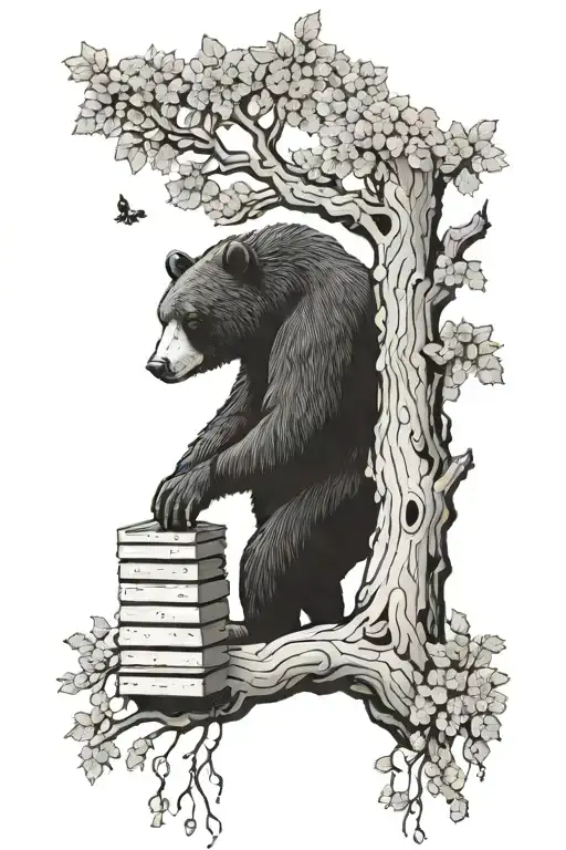 Bear Climbing Tree Bee Hive