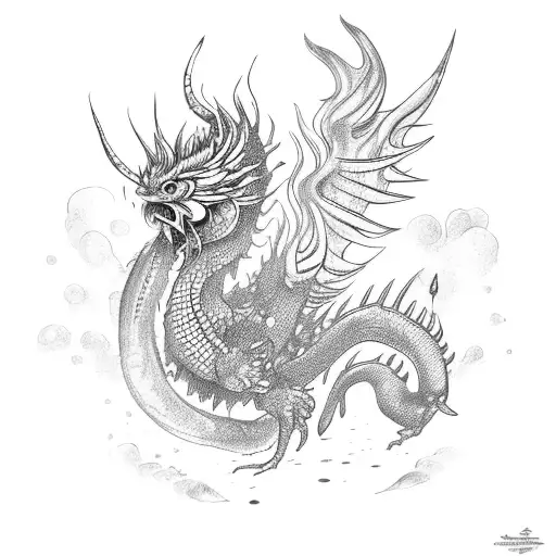 Waterdragon With Fire Rooster