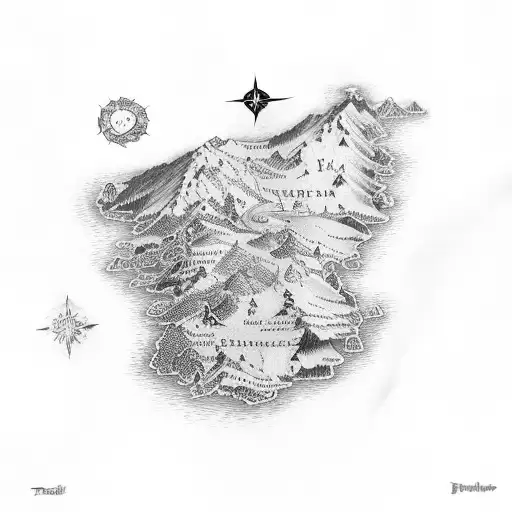 Map Of Middle Earth From The Tolkien Book With Details