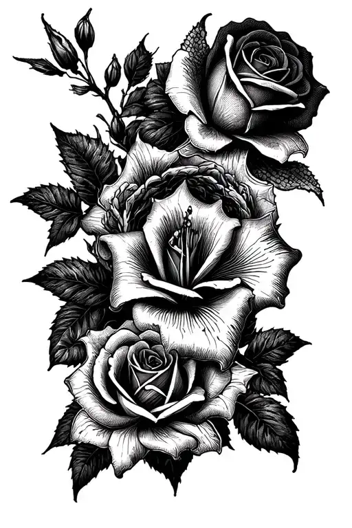 Roses And Cardinal And Lily And Watch