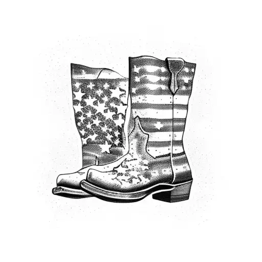 A Patriotic American Flag With Cowboy Boots As The Stars