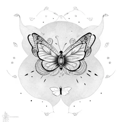 Minimalist Butterflies And Moon