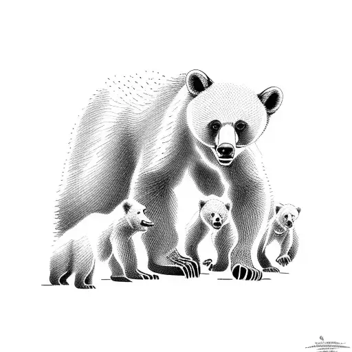 Mama Bear And Cubs In Pnw