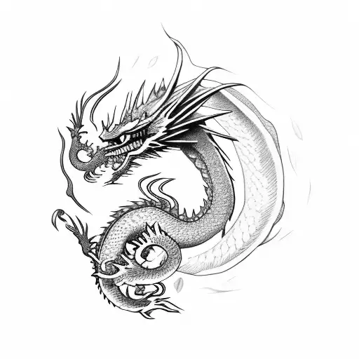 Dragon Look Down At A Cat